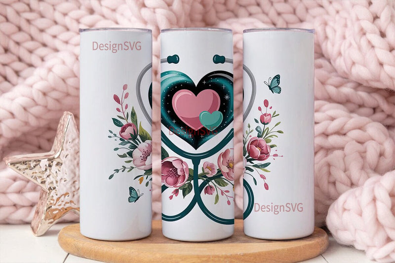 Stethoscope Heart 20oz Tumbler Wrap Sublimation DesignSVG 