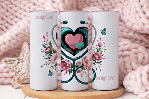 Stethoscope Heart 20oz Tumbler Wrap Sublimation DesignSVG 