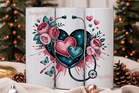 Stethoscope Heart 20oz Tumbler Wrap Sublimation DesignSVG 