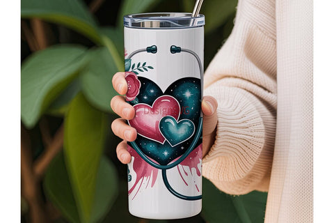 Stethoscope Heart 20oz Tumbler Wrap Sublimation DesignSVG 