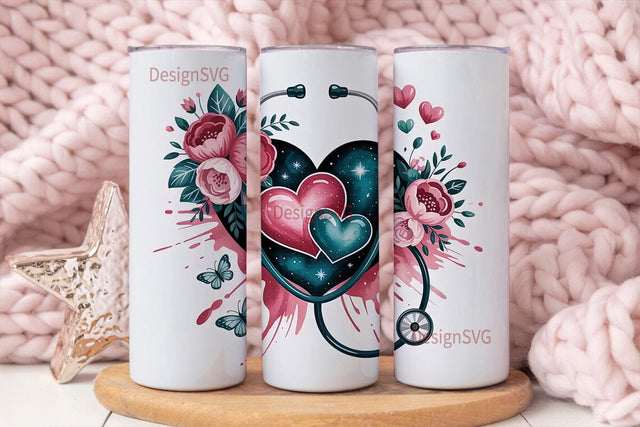 Stethoscope Heart 20oz Tumbler Wrap Sublimation DesignSVG 