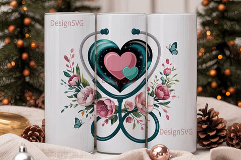 Stethoscope Heart 20oz Tumbler Wrap Sublimation DesignSVG 