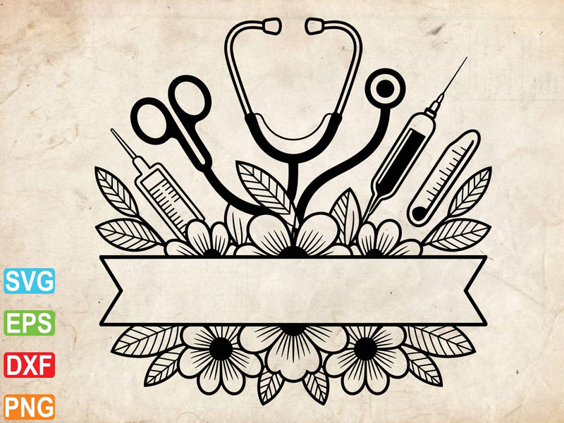 Stethoscope Svg, Nursing Svg, Floral Stethoscope Svg SVG Creativeart88 