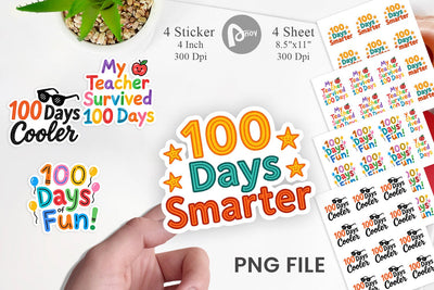 Sticker 100 Days Crayon Fun Quotes Sublimation artnoy 