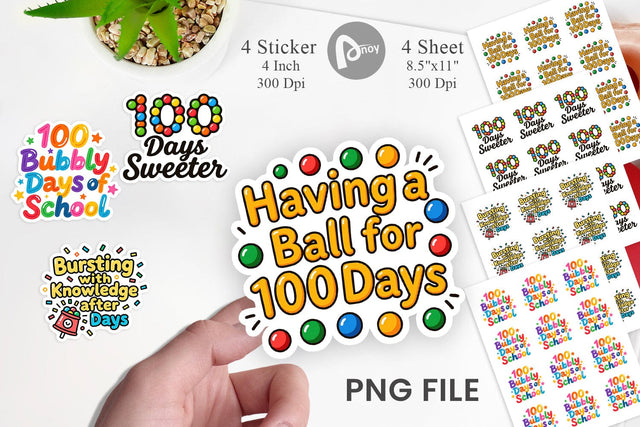 Sticker 100 Days Gumball Fun Quotes Sublimation artnoy 