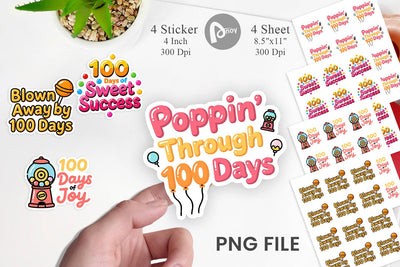 Sticker 100 Days Gumball Fun Quotes Sublimation artnoy 