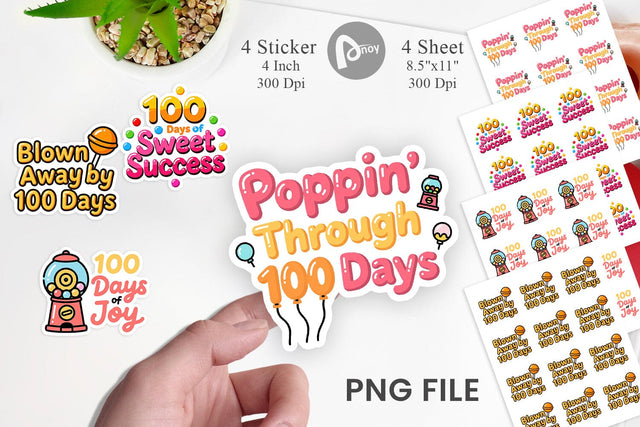 Sticker 100 Days Gumball Fun Quotes Sublimation artnoy 