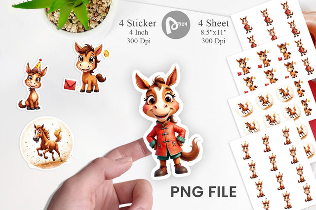 Sticker 2026 Year of the Horse Watercolor Sublimation artnoy 