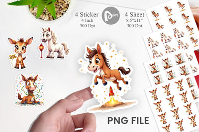 Sticker 2026 Year of the Horse Watercolor Sublimation artnoy 