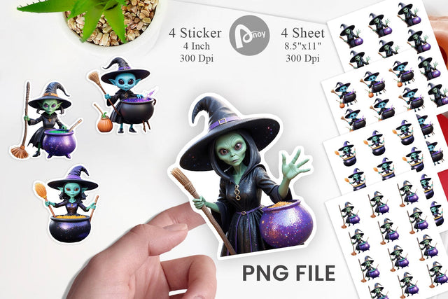 Sticker 3D Alien Witch Sublimation artnoy 