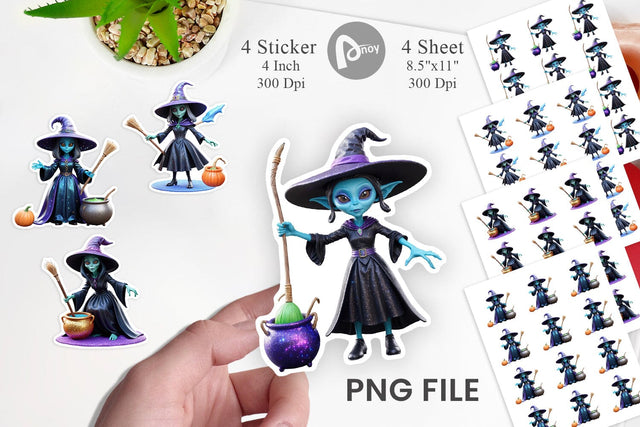 Sticker 3D Alien Witch Sublimation artnoy 