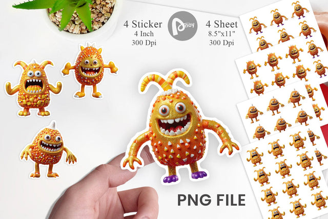Sticker 3D Candy Corn Monster Sublimation artnoy 