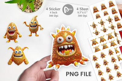 Sticker 3D Candy Corn Monster Sublimation artnoy 