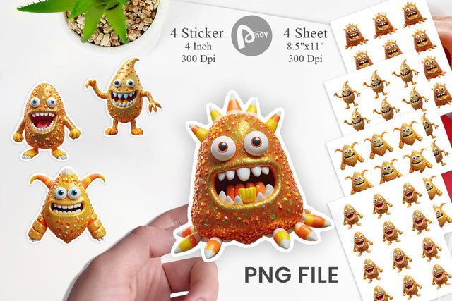 Sticker 3D Candy Corn Monster Sublimation artnoy 