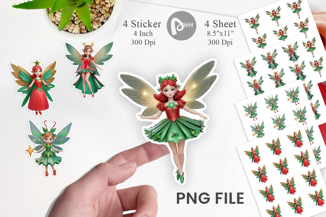 Sticker 3D Christmas Fairy Sublimation artnoy 