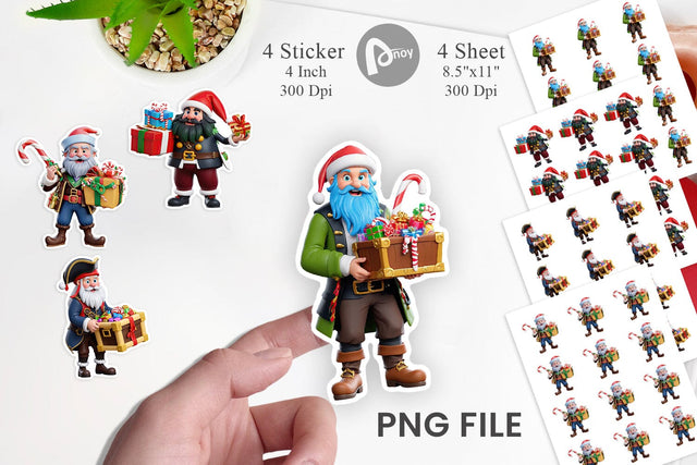 Sticker 3D Christmas Pirate Sublimation artnoy 