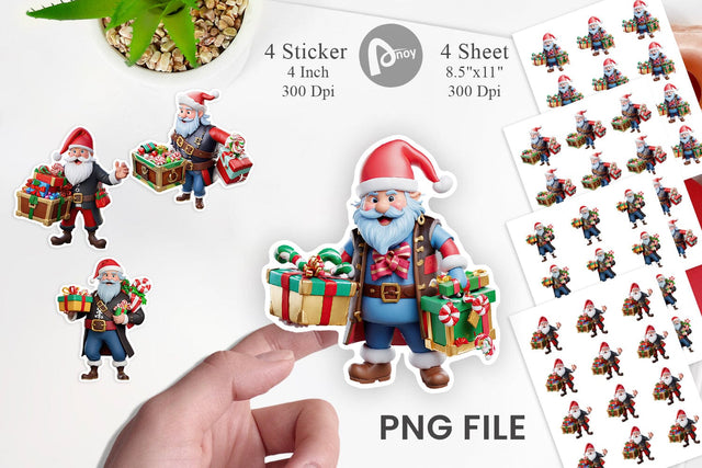 Sticker 3D Christmas Pirate Sublimation artnoy 