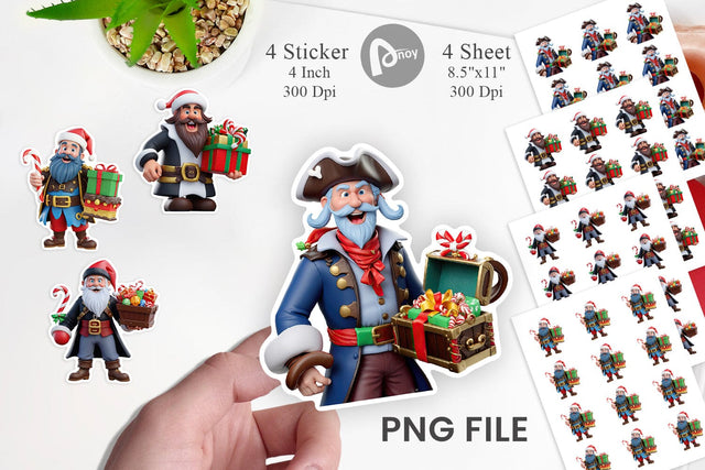 Sticker 3D Christmas Pirate Sublimation artnoy 
