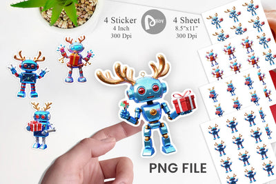 Sticker 3D Christmas Robot Sublimation artnoy 