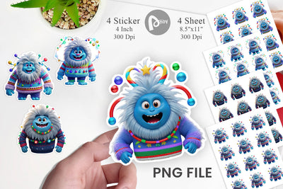 Sticker 3D Christmas Yeti Sublimation artnoy 
