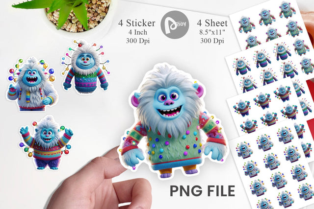 Sticker 3D Christmas Yeti Sublimation artnoy 