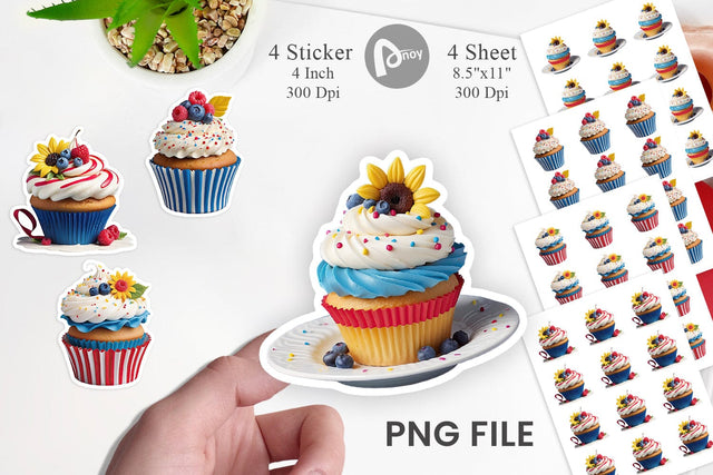 Sticker 3D Colorful Cupcake Sublimation artnoy 