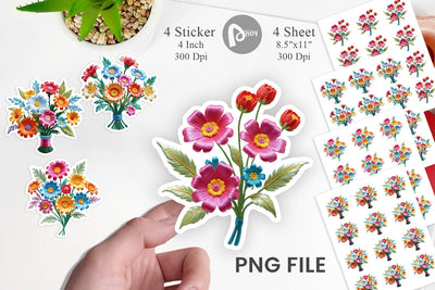 Sticker 3D Flower Bouquet Sublimation artnoy 