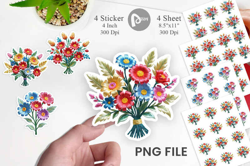 Sticker 3D Flower Bouquet Sublimation artnoy 