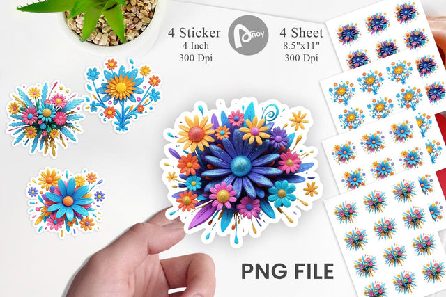 Sticker 3D Flower Explosion Sublimation artnoy 