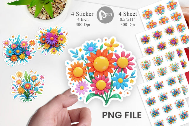 Sticker 3D Flower Explosion Sublimation artnoy 