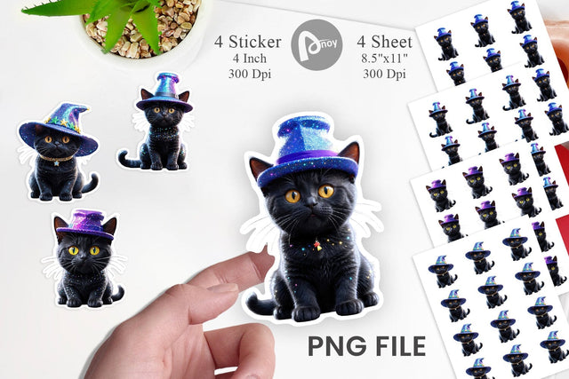 Sticker 3D Funny Black Cat Sublimation artnoy 
