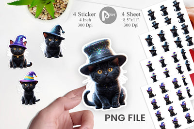 Sticker 3D Funny Black Cat Sublimation artnoy 