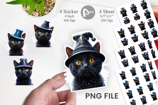 Sticker 3D Funny Black Cat Sublimation artnoy 
