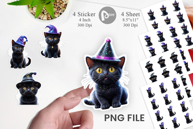 Sticker 3D Funny Black Cat Sublimation artnoy 