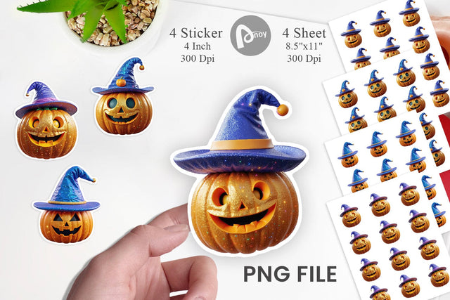 Sticker 3D Funny Pumpkin Sublimation artnoy 
