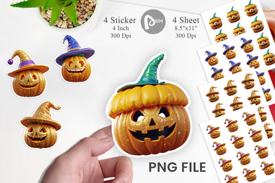 Sticker 3D Funny Pumpkin Sublimation artnoy 