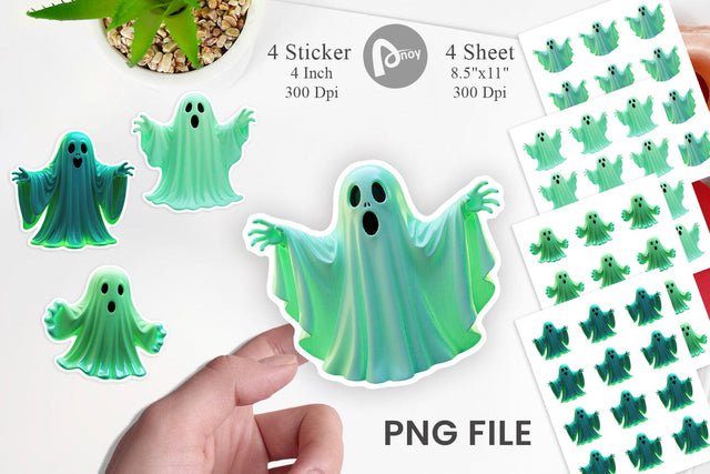 Sticker 3D Ghost Green Sublimation artnoy 