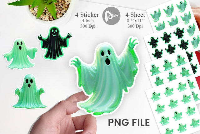Sticker 3D Ghost Green Sublimation artnoy 