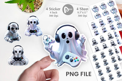 Sticker 3D Ghostly Gamer Sublimation artnoy 