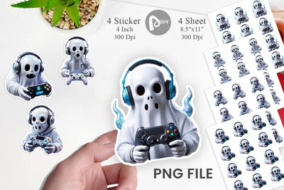 Sticker 3D Ghostly Gamer Sublimation artnoy 