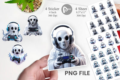 Sticker 3D Ghostly Gamer Sublimation artnoy 