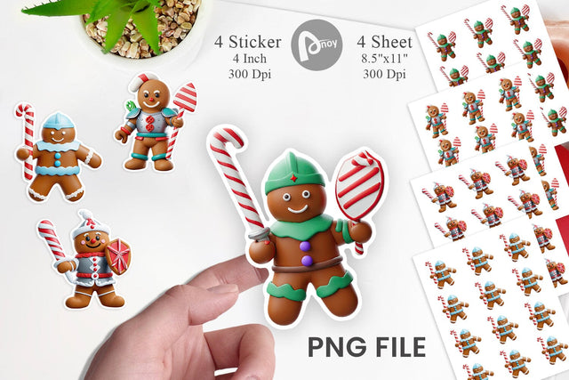 Sticker 3D Gingerbread Knight Sublimation artnoy 