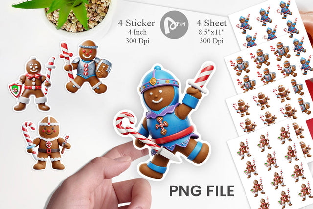 Sticker 3D Gingerbread Knight Sublimation artnoy 