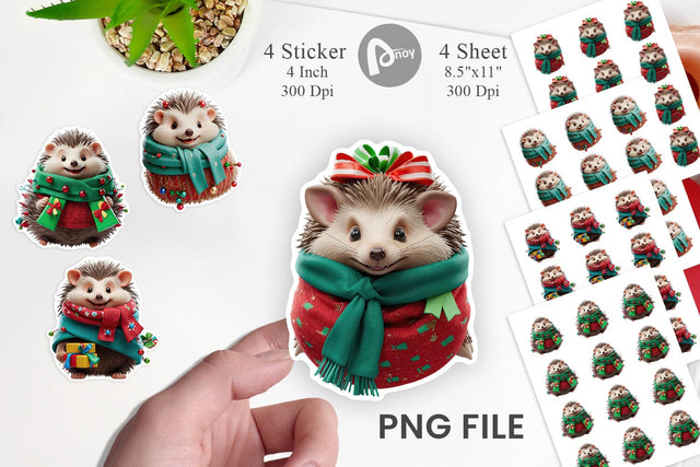 Sticker 3D Holiday Hedgehog Sublimation artnoy 