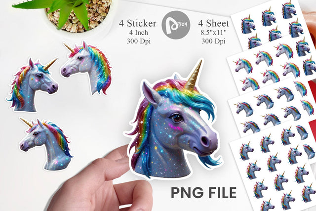 Sticker 3D Holiday Unicorn Sublimation artnoy 