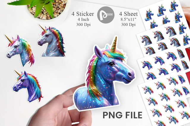 Sticker 3D Holiday Unicorn Sublimation artnoy 
