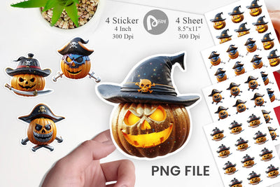 Sticker 3D Pumpkin Pirate Sublimation artnoy 