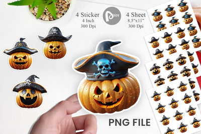 Sticker 3D Pumpkin Pirate Sublimation artnoy 
