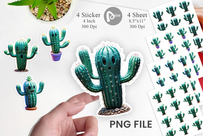 Sticker 3D Spooky Cactus Sublimation artnoy 