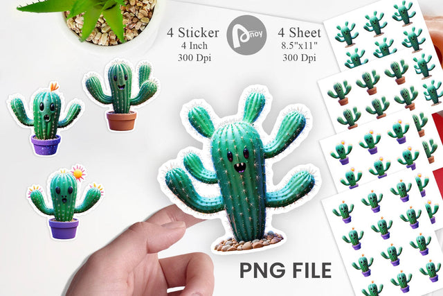 Sticker 3D Spooky Cactus Sublimation artnoy 